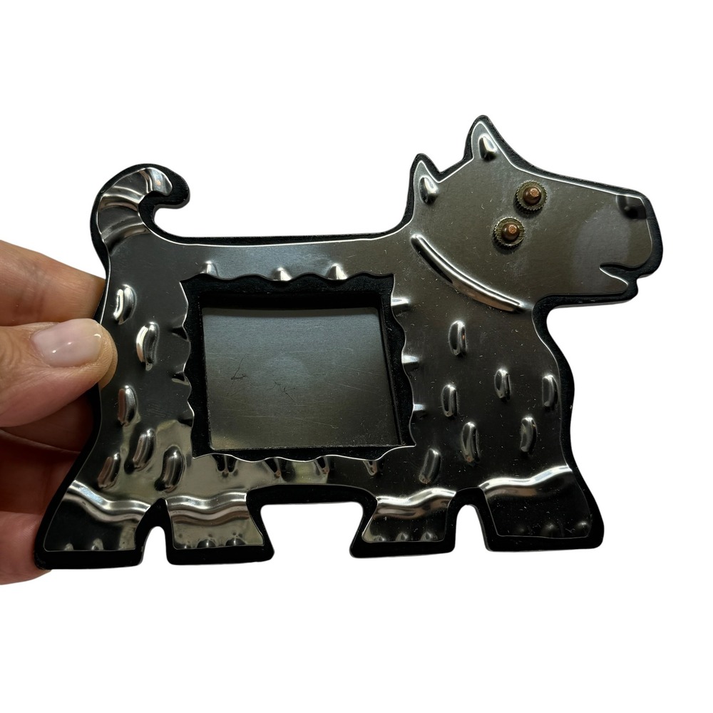 Vintage Memphis style Scottie Dog Metal Picture Frame Scottish Terrier 1980s
